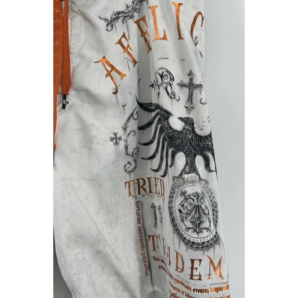 Affliction Tried Boardshorts White With Orange Accents And Graphics Men's 31
